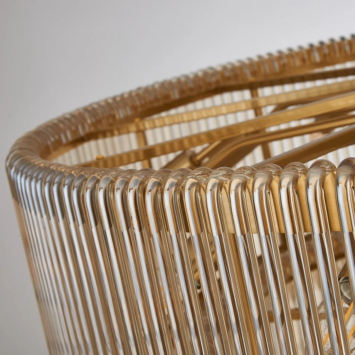 Jevington 1000mm Three Tier Pendant or Semi Flush in Brass with Smoke Brown Glass