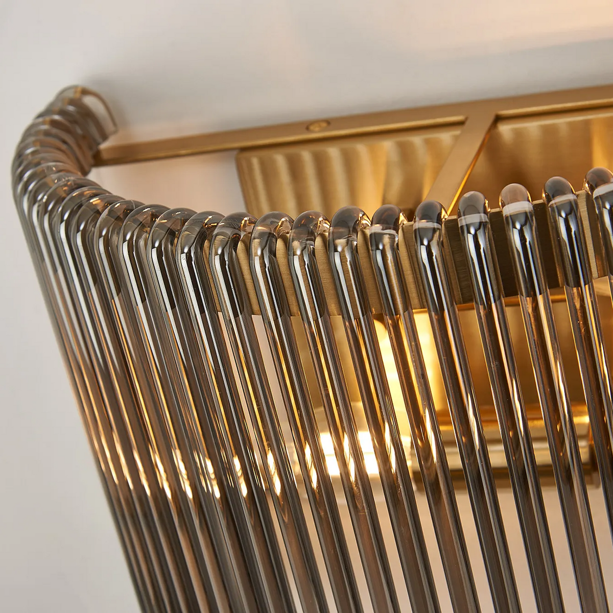Jevington Medium Wall Light in Brass with Smoked Glass