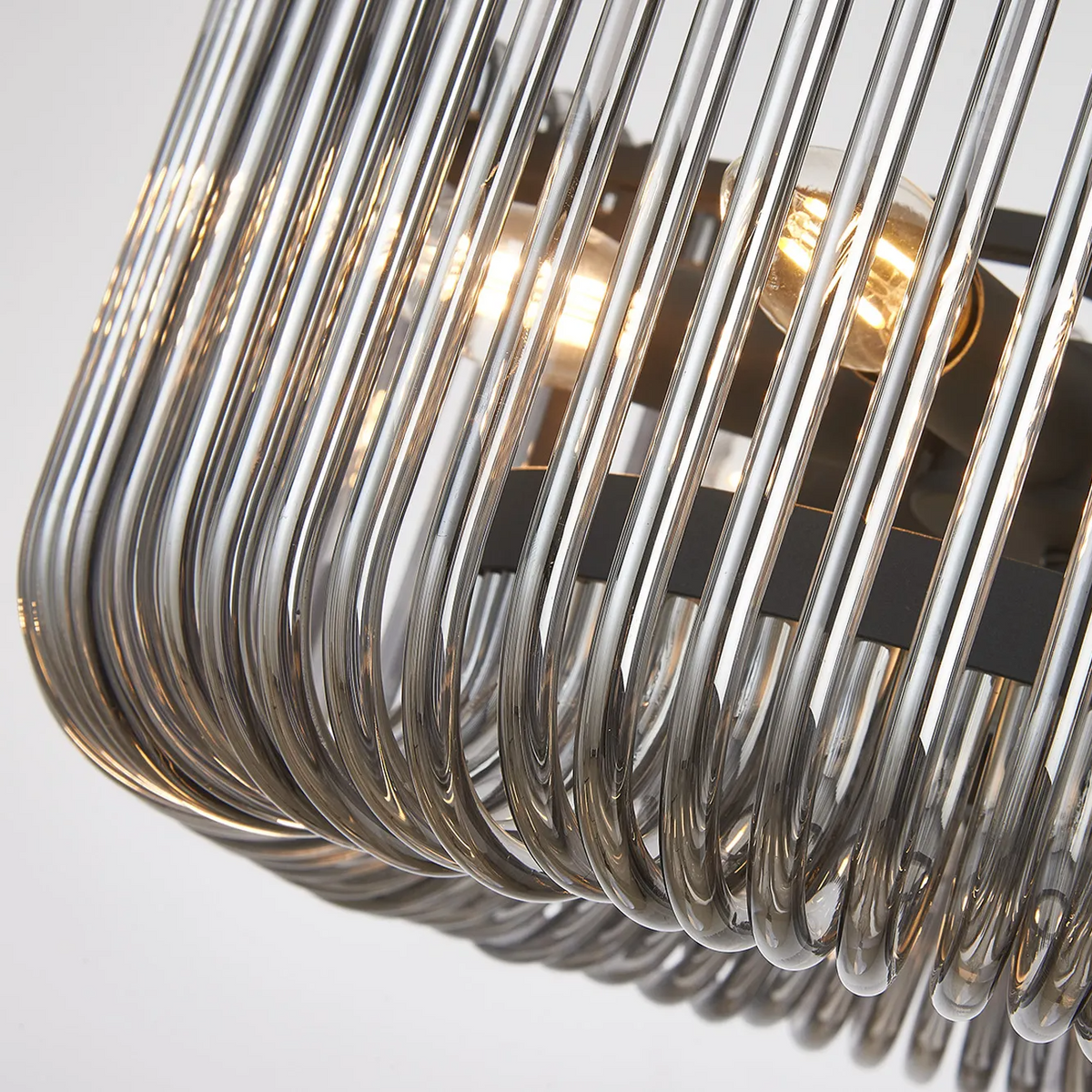 Jevington 400mm Pendant or Semi Flush in Black with Smoked Glass