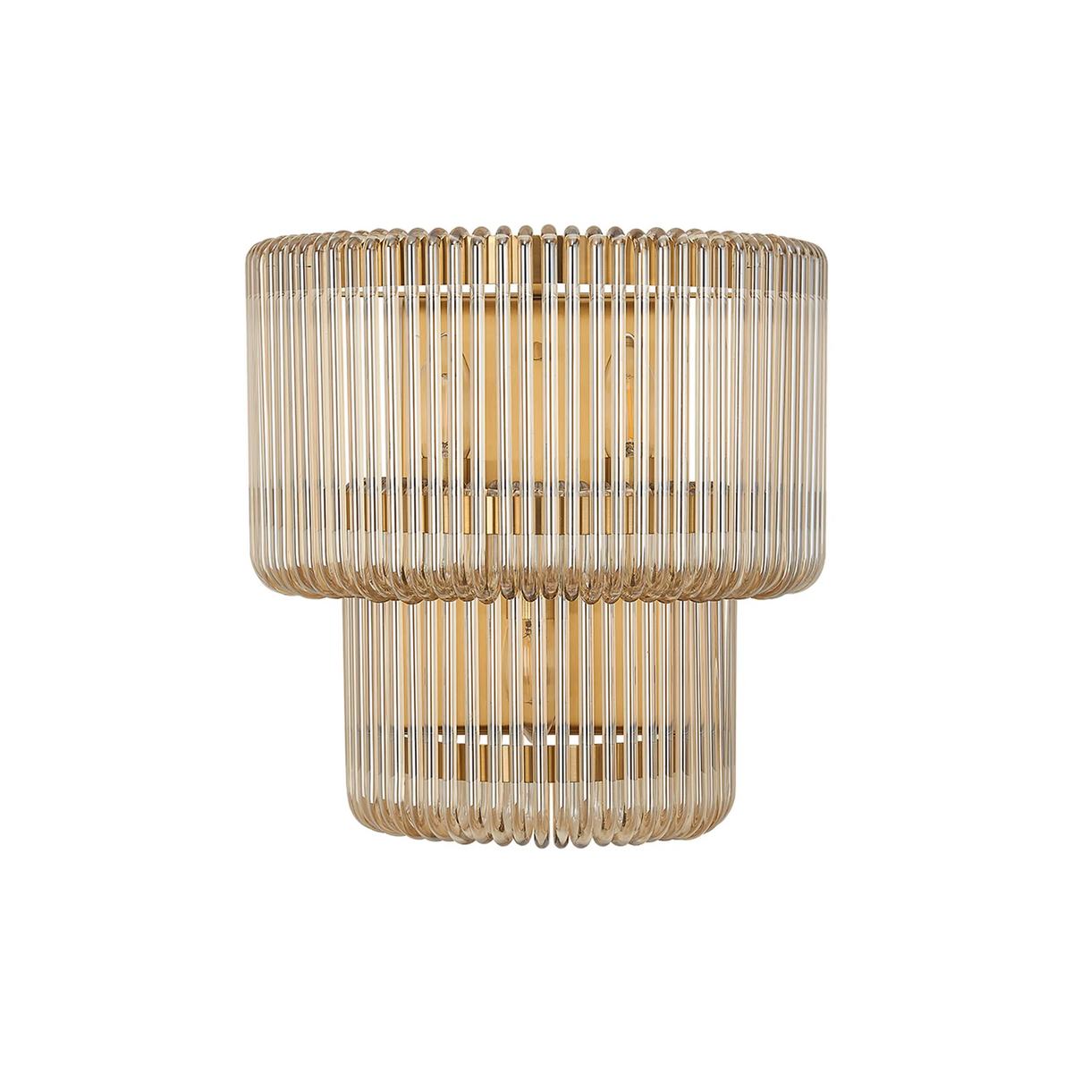 Jevington Large Two Tier Wall Light in Brass with Smoke Brown Glass