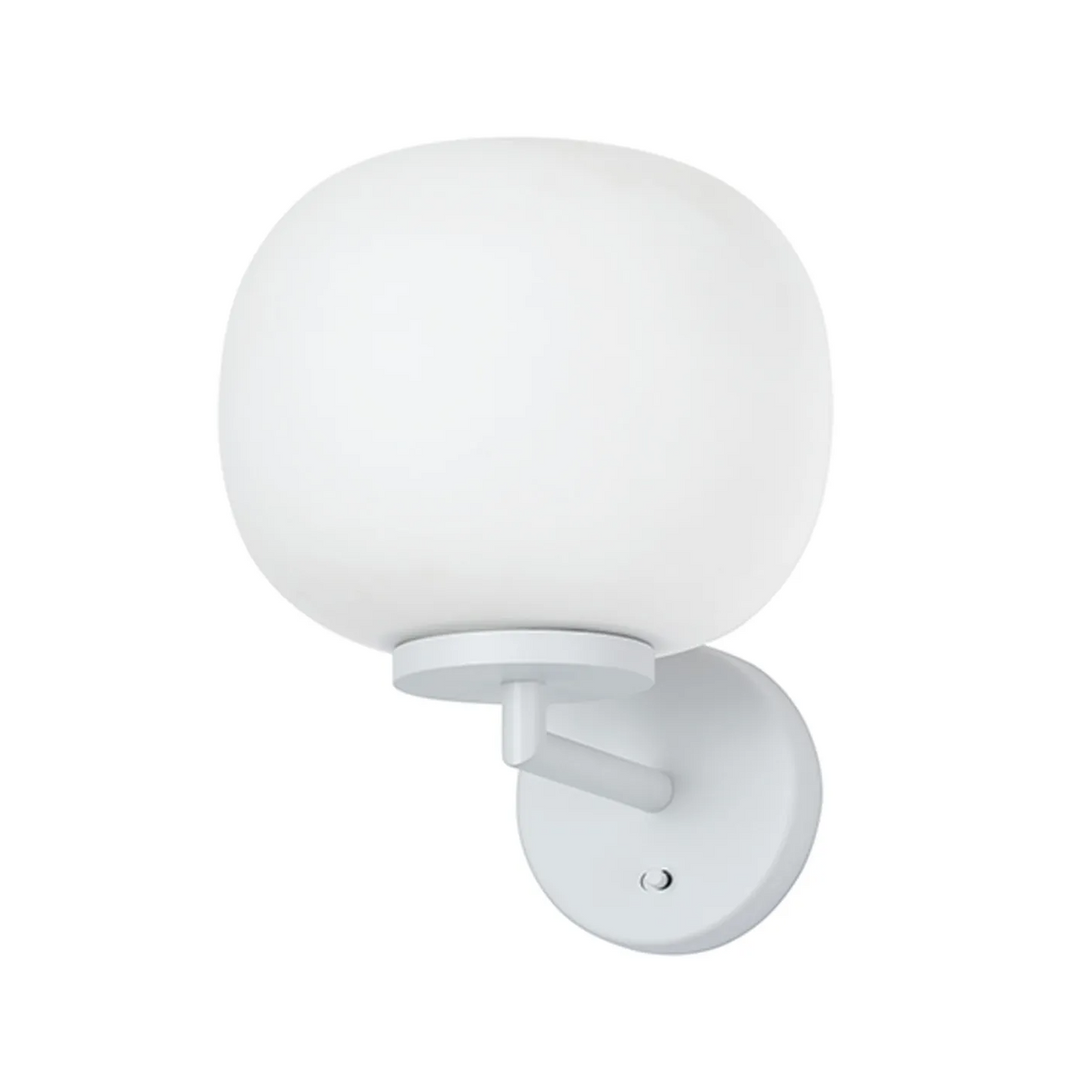 Milton Small Oval Ball Switched Wall Light in Satin White & Frosted White Shade