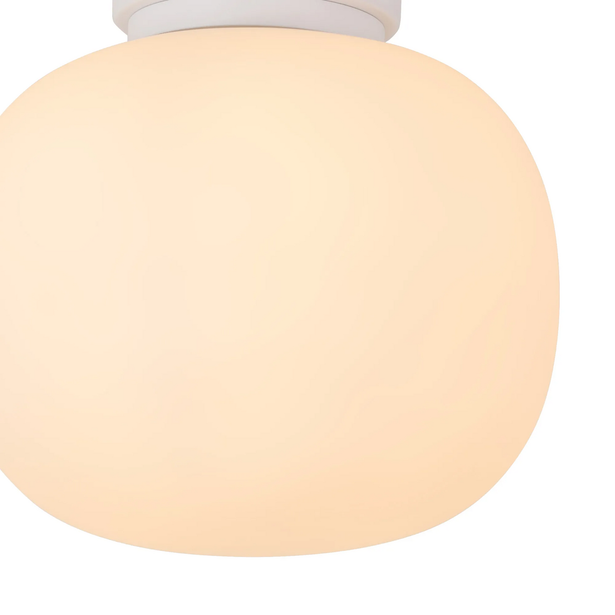 Milton Small Oval Ball Flush Ceiling Light in Satin White & Frosted White Shade by Lumiere