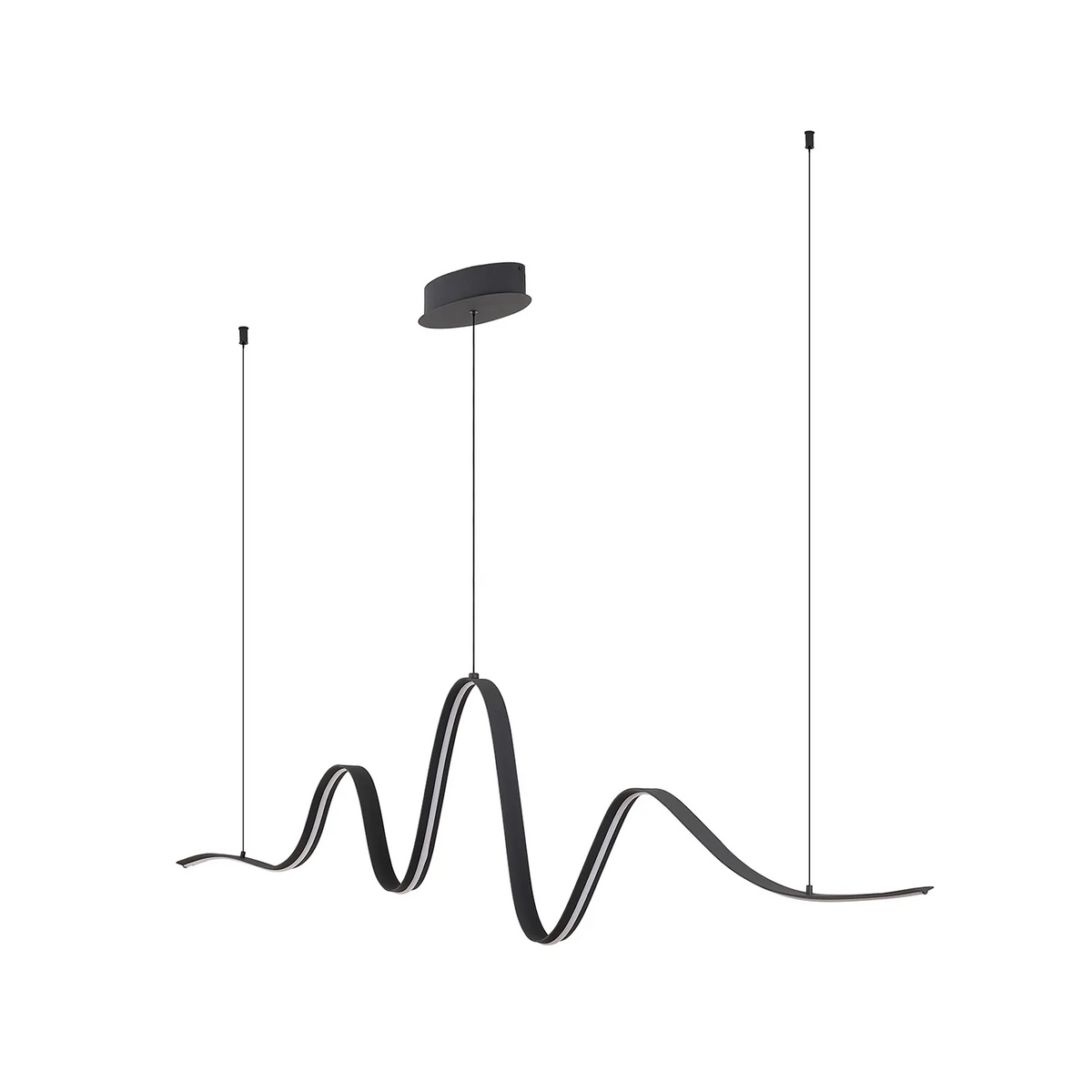 Amble Wave Dimmable LED Linear Pendant in Dark Grey