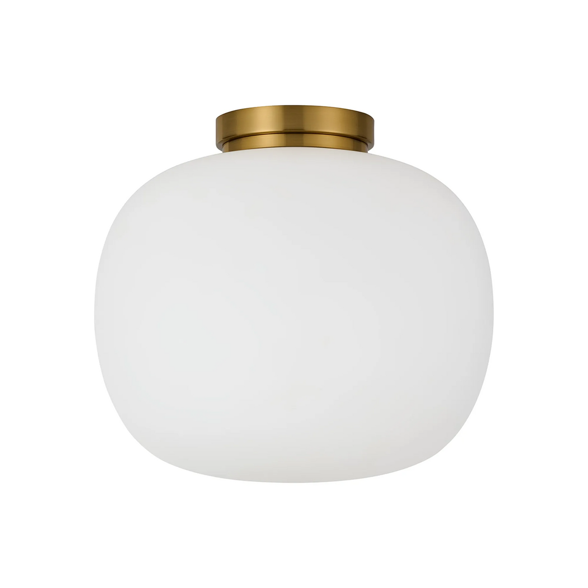 Lumiere Milton Medium Oval Ball Flush Ceiling Light in Aged Brass & Frosted White Shade