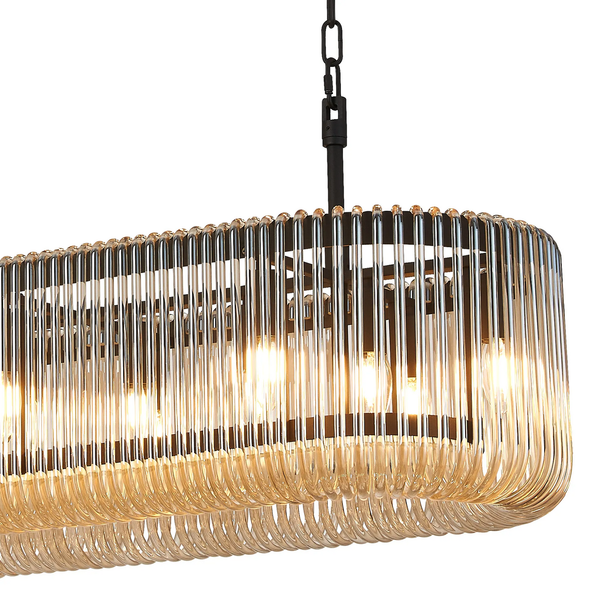 Jevington 1000mm Linear Pendant in Black with Smoke Brown Glass