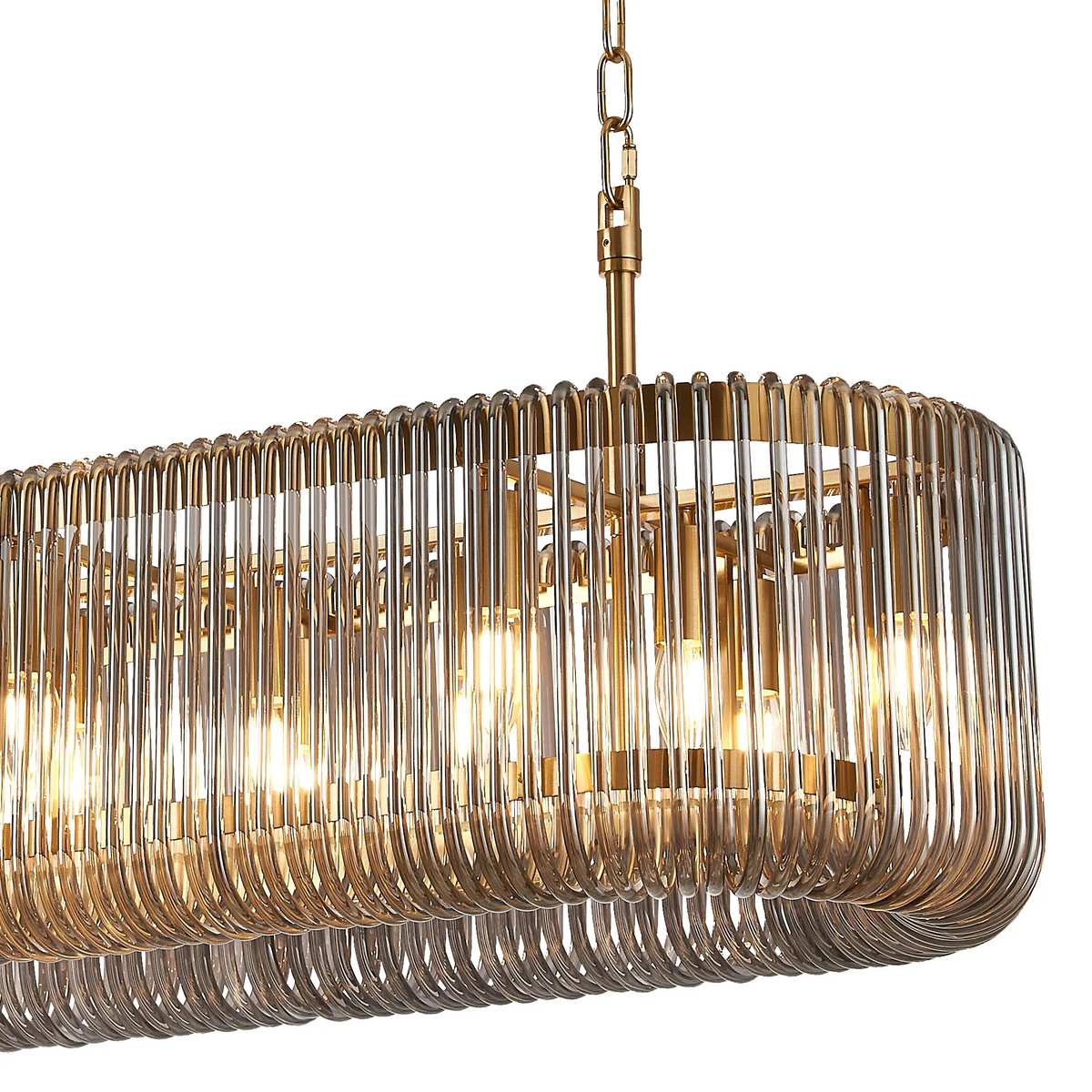 Jevington 1000mm Linear Pendant in Brass with Smoked Glass