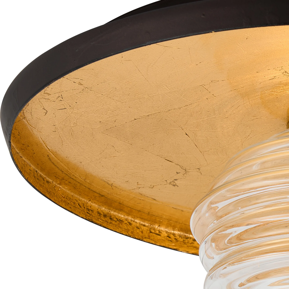 Reston Wall or Ceiling Light in Coffee and Gold Leaf with Clear Rippled Glass Shade