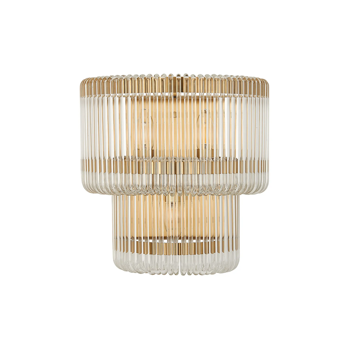 Jevington Large Two Tier Wall Light in Brass with Clear Glass