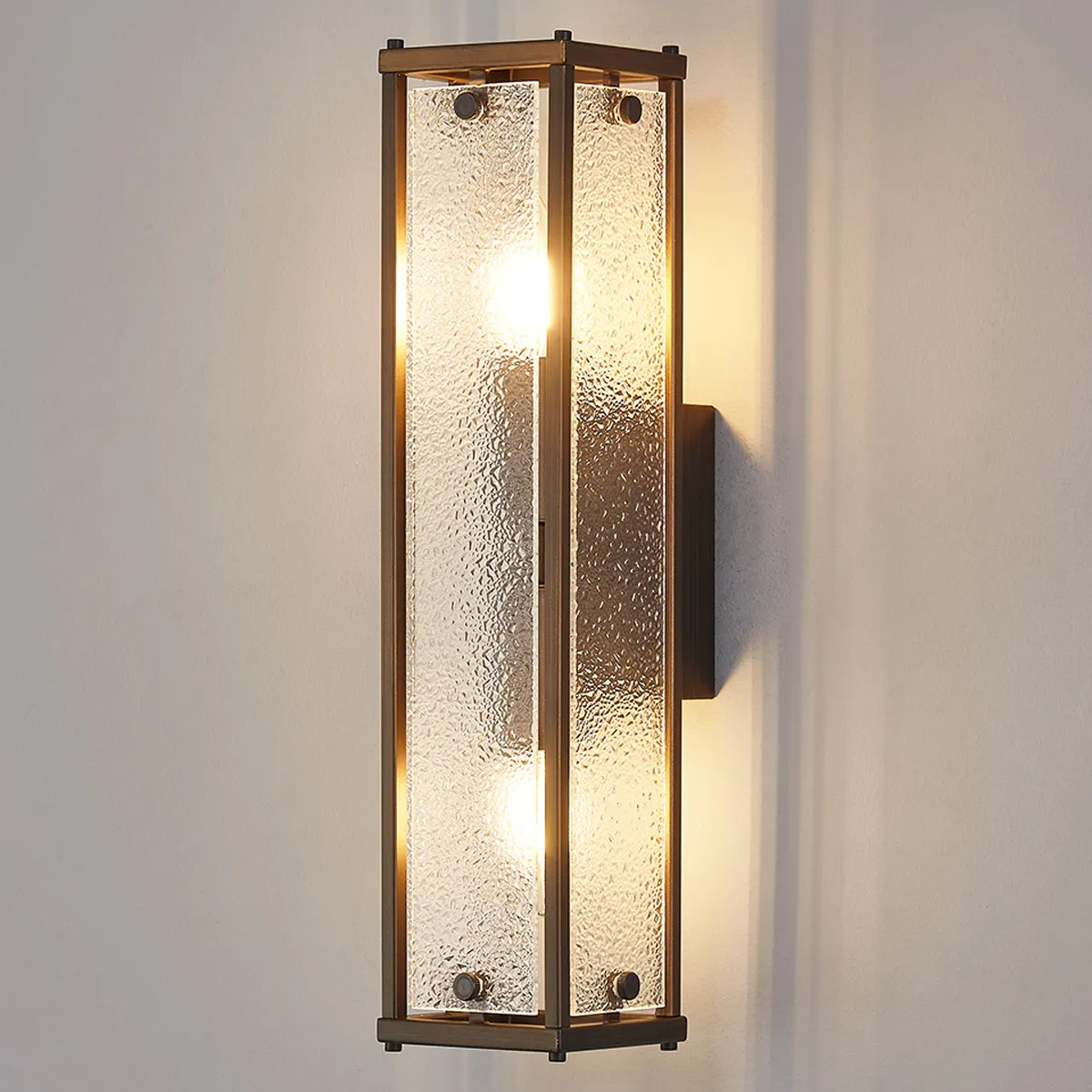 Scarva IP44 400mm Rectangular Wall Light in Bronze with Clear Diamond Glass