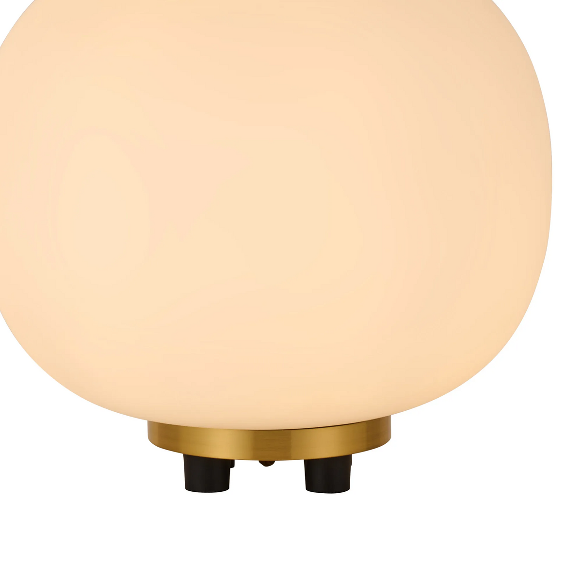 Milton Small Oval Ball Table Lamp in Aged Brass & Frosted White Shade
