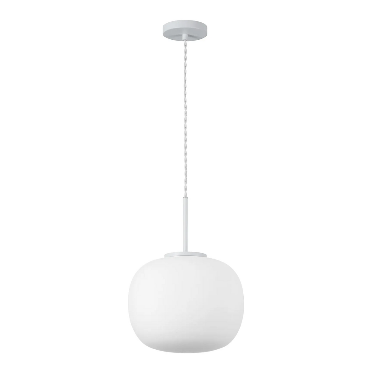 Lumiere Milton Medium Oval Ball Pendant in Satin White & Frosted White Shade
