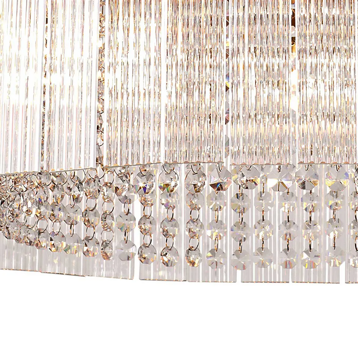 Beesands 600mm Pendant or Semi Flush in Brown Oxide with Clear Fluted Glass and Crystals