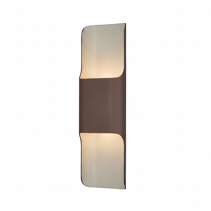 Jesmond 403 IP65 Exterior LED Wall Light in Cacao with Even Open Curve Shade