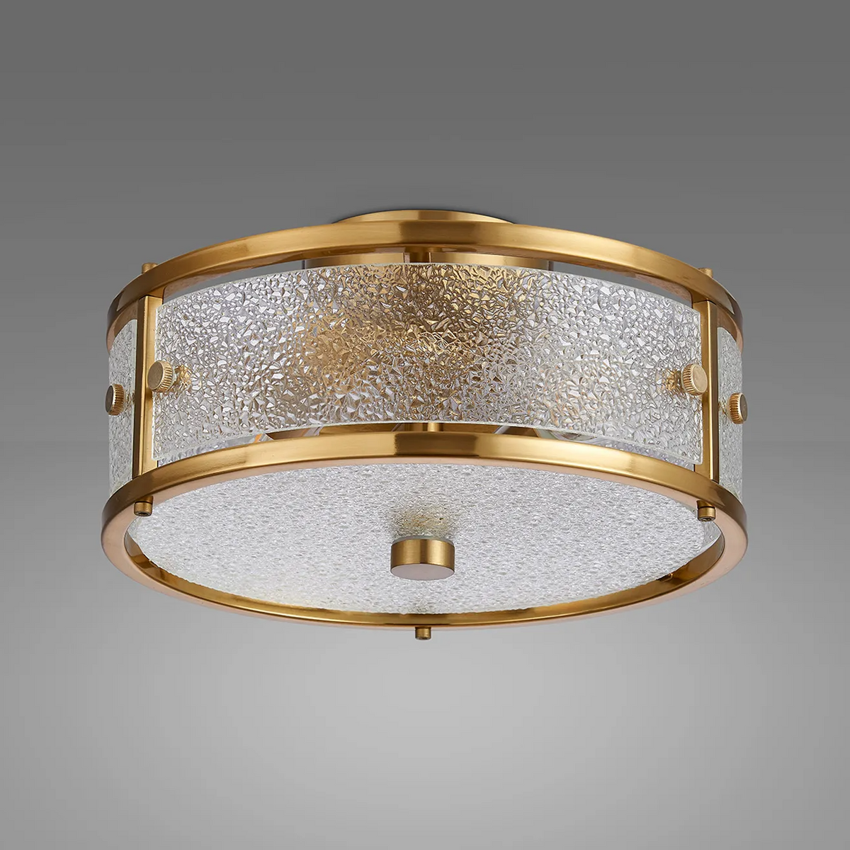 Scarva IP44 250mm Round Ceiling Light in Brass with Clear Diamond Glass
