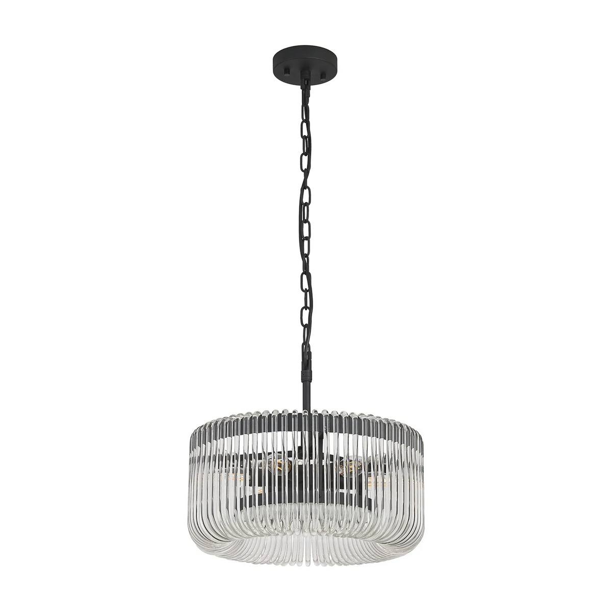 Jevington 400mm Pendant or Semi Flush in Black with Clear Glass