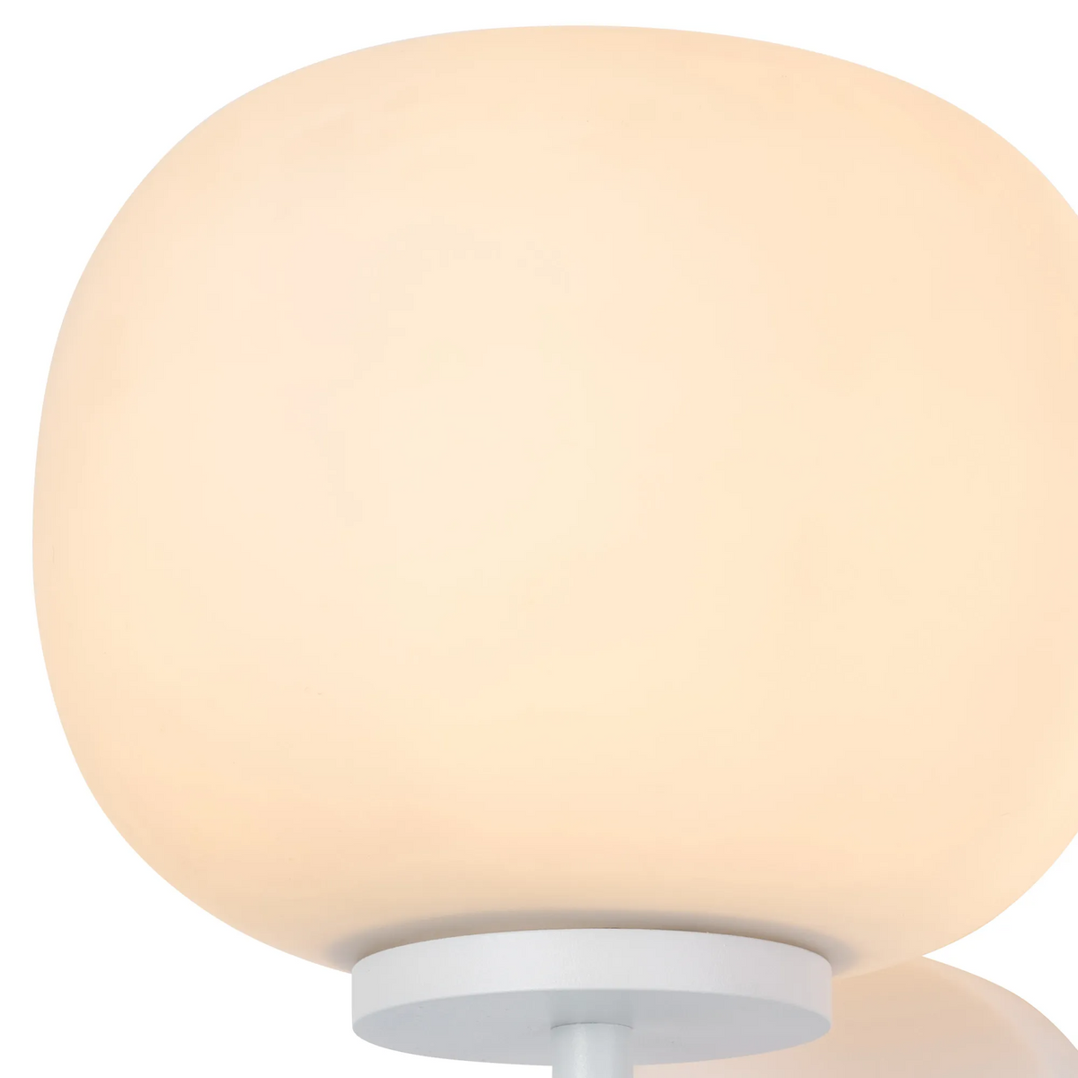 Milton Small Oval Ball Switched Wall Light in Satin White & Frosted White Shade