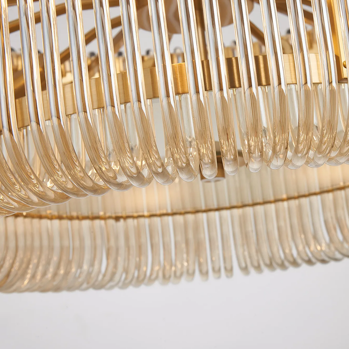 Jevington 600mm Pendant or Semi Flush in Brass with Smoke Brown Glass