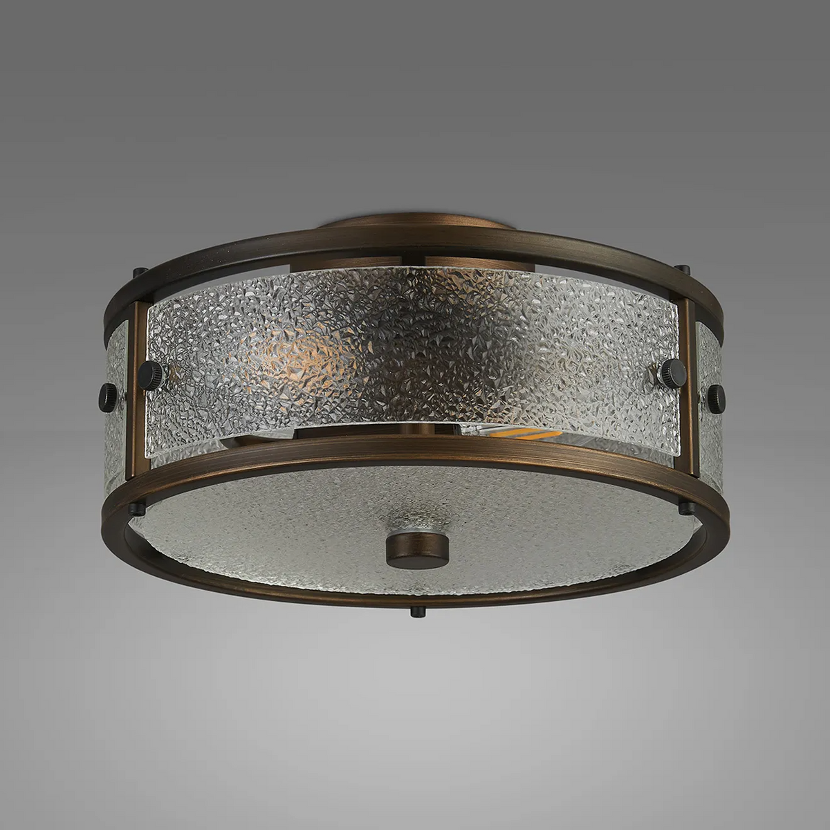 Scarva IP44 250mm Round Ceiling Light in Bronze with Clear Diamond Glass