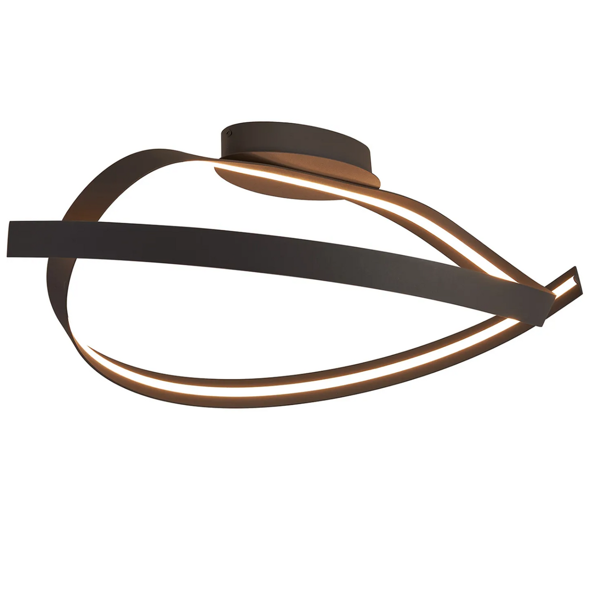 Amble Loop Dimmable LED Semi Flush Ceiling Light in Dark Grey