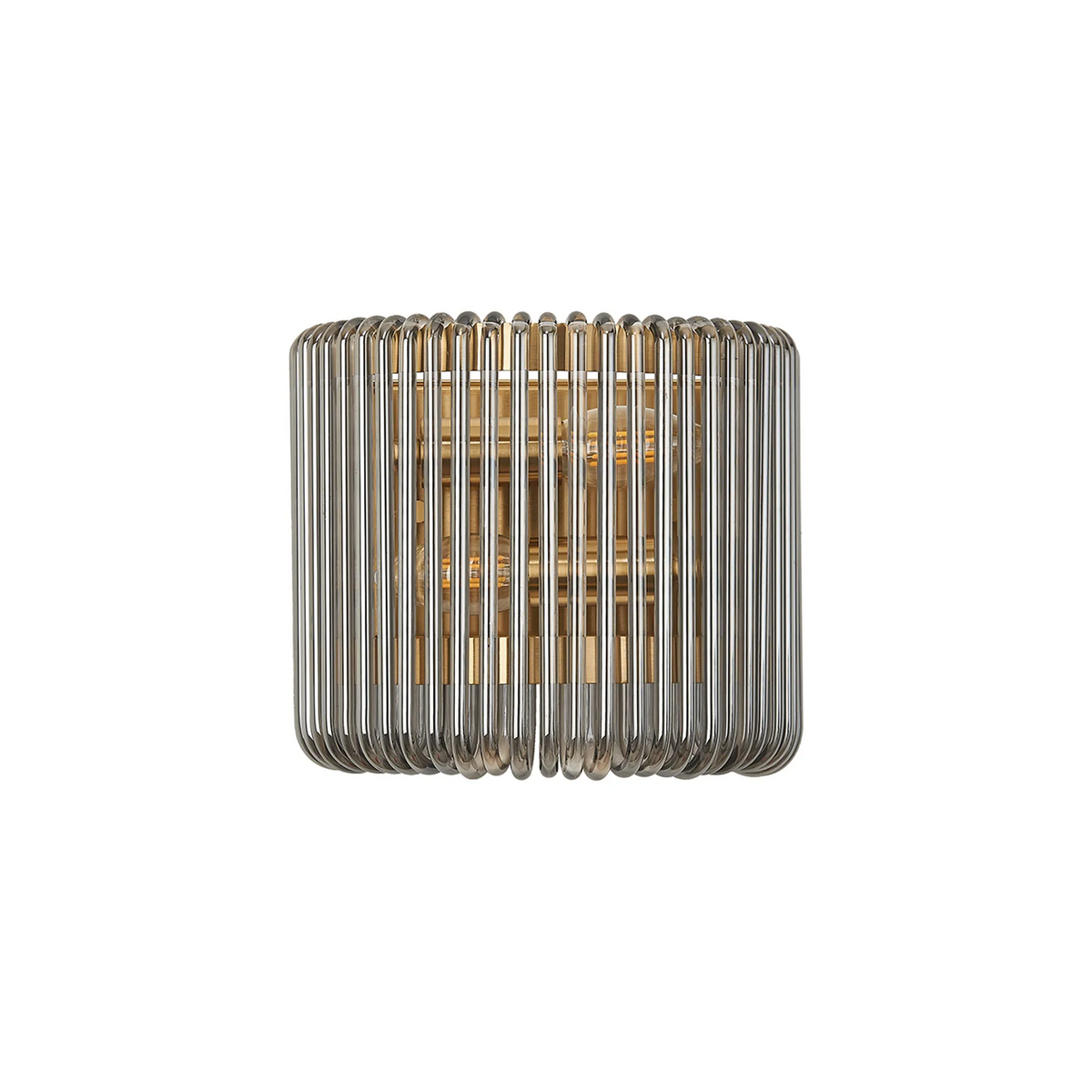 Jevington Small Wall Light in Brass with Smoked Glass