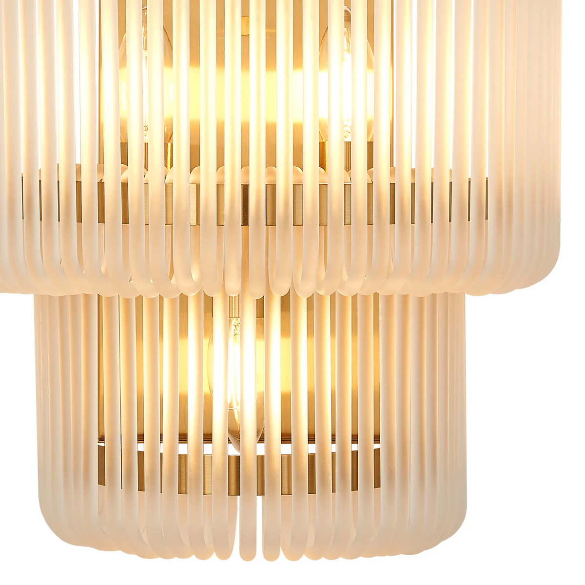 Jevington Large Two Tier Wall Light in Brass with Frosted Glass