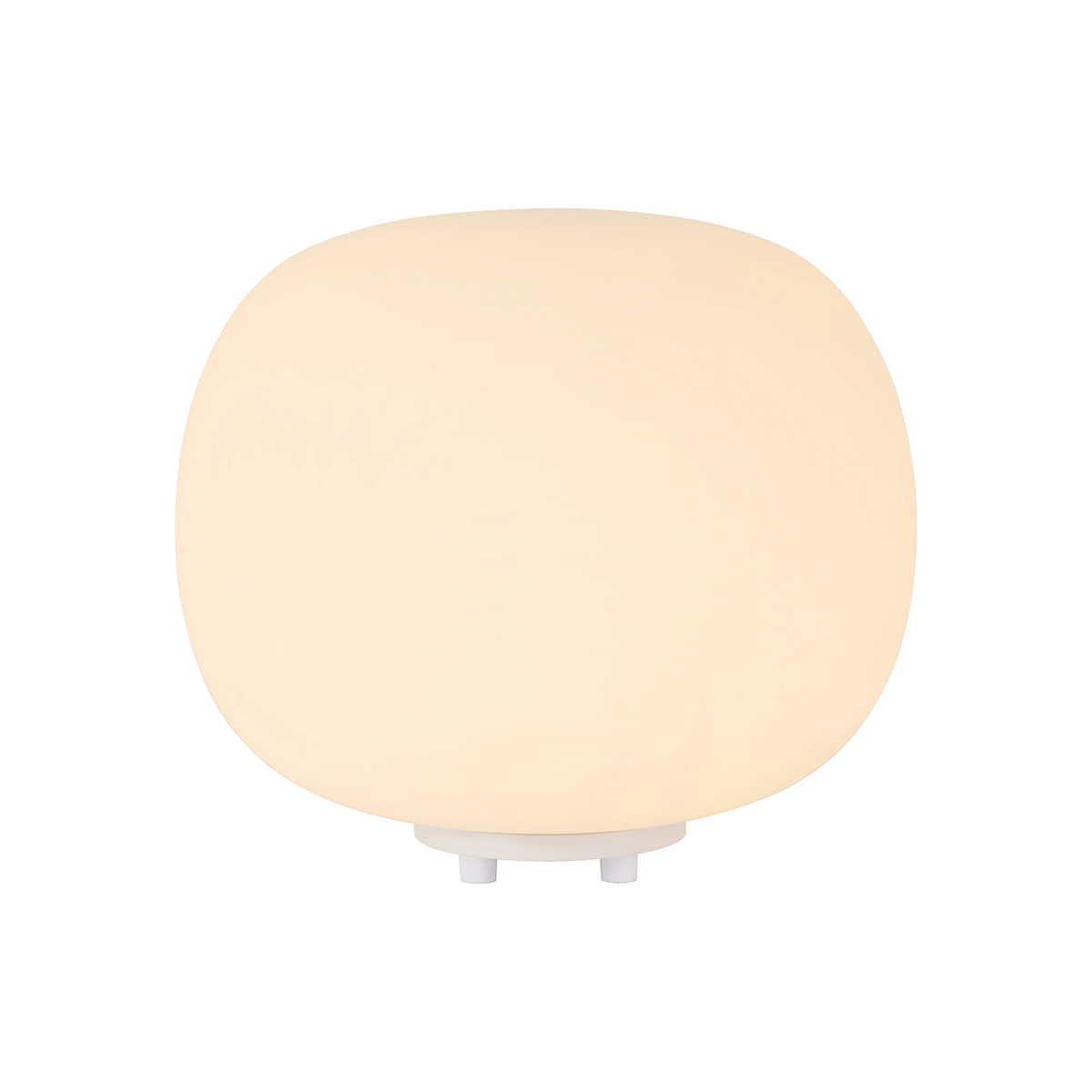 Milton Medium Oval Ball Table Lamp in Satin White & Frosted White Shade