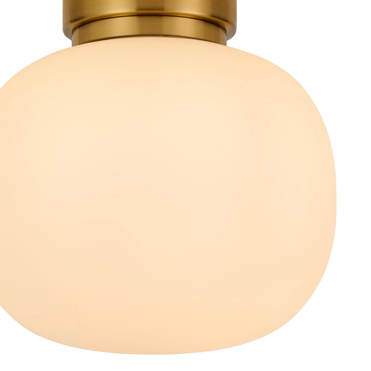 Milton Small Oval Ball Flush Ceiling Light by Lumiere in Aged Brass and Frosted White Shade