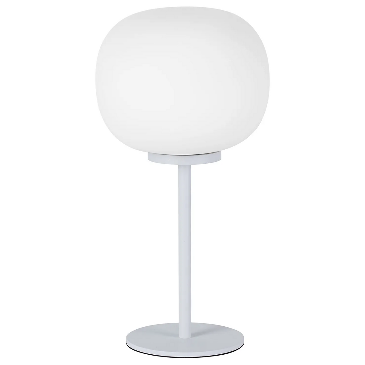 Milton Small Oval Ball Tall Table Lamp in Satin White & Frosted White Shade by Lumiere