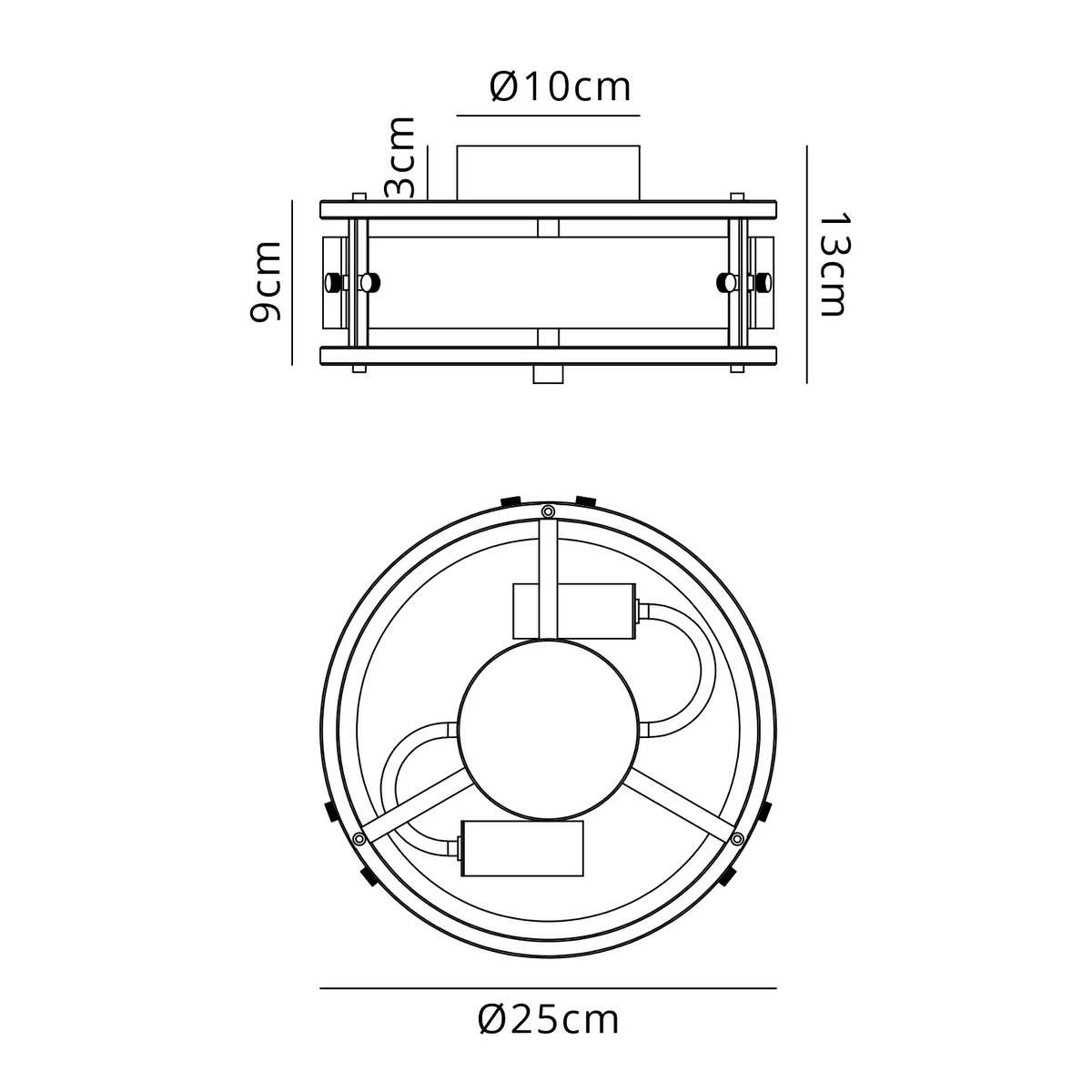 Scarva IP44 250mm Round Ceiling Light in Brass with Grey Faux Alabaster