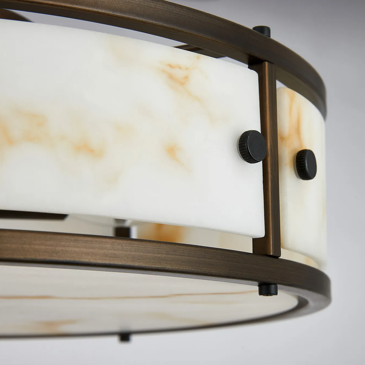 Scarva IP44 400mm Round Ceiling Light in Bronze with Brown Faux Alabaster