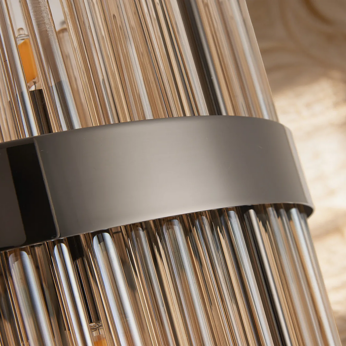 Eckington Floor Lamp in Black Chrome with Cognac Glass Rods