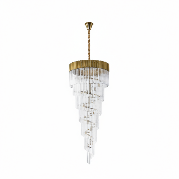 Kentisbeare 900mm 7 Tier 31 Lamp Chandelier in Brass & Clear Glass