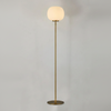 Milton Medium Oval Ball Floor Lamp in Aged Brass & Frosted White Shade