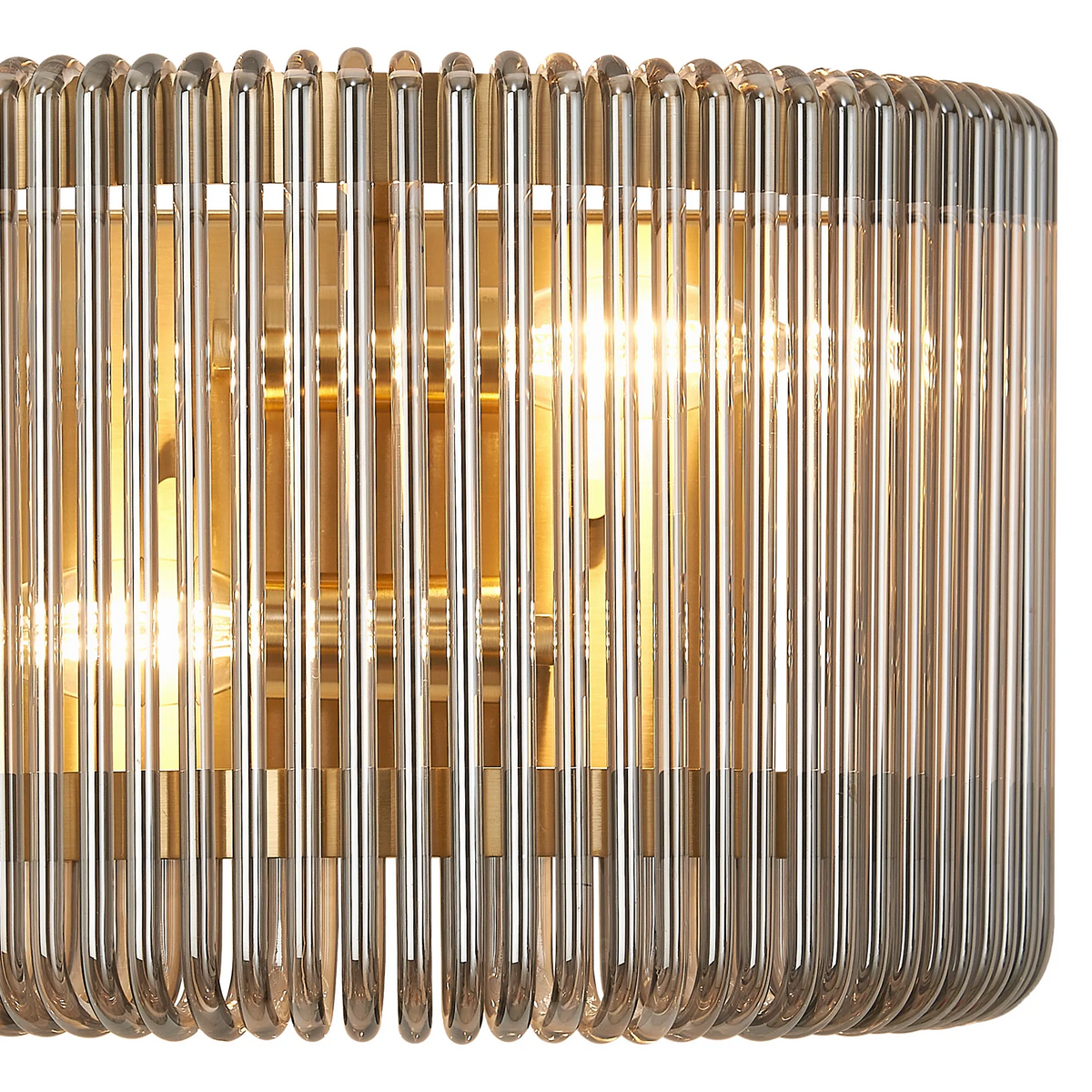 Jevington Medium Wall Light in Brass with Smoked Glass