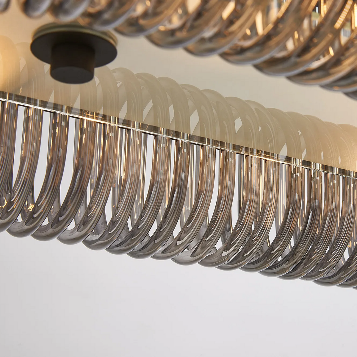 Jevington 1000mm Linear Pendant in Black with Smoked Glass