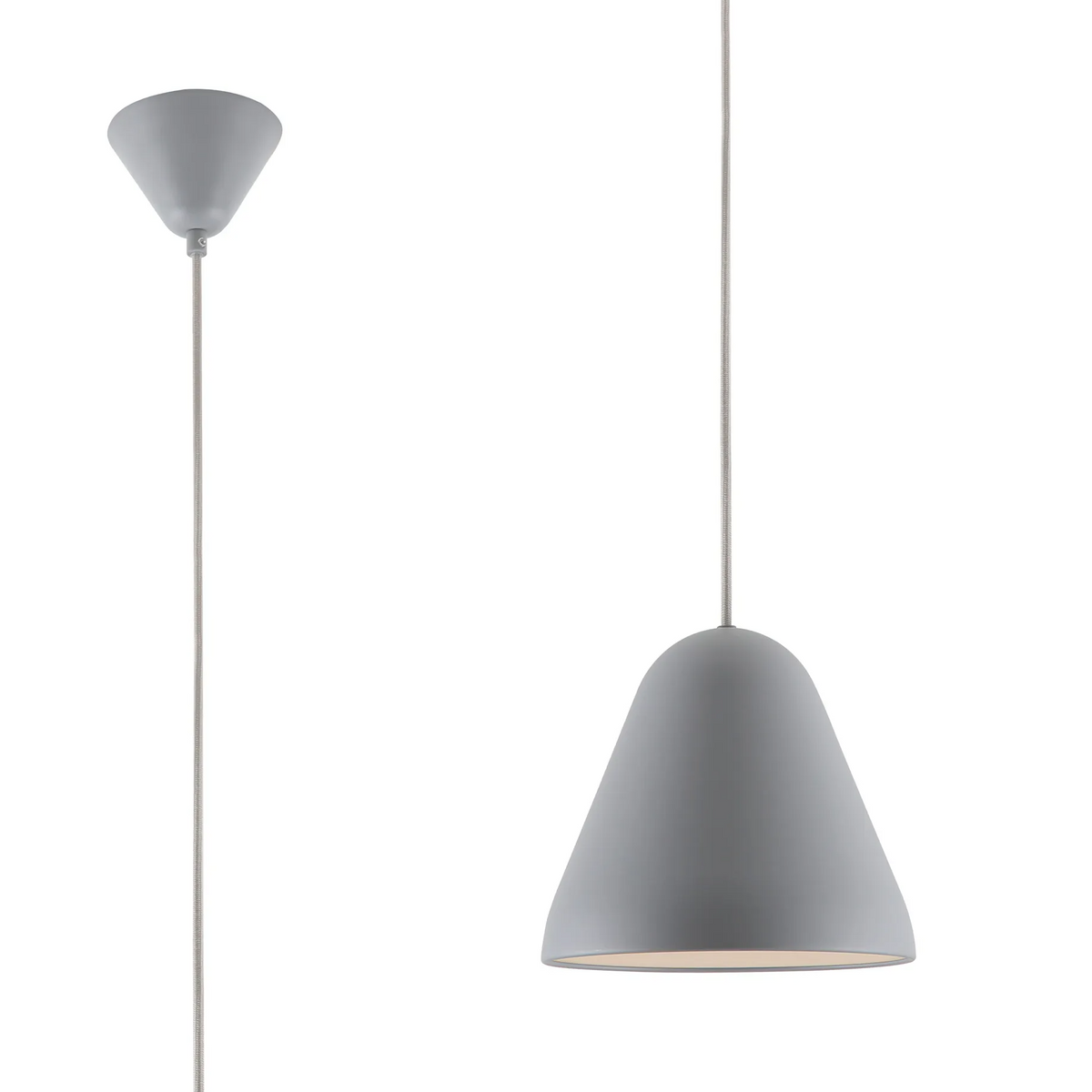 Tudeley 220mm Single Drop Pendant in Matt Grey