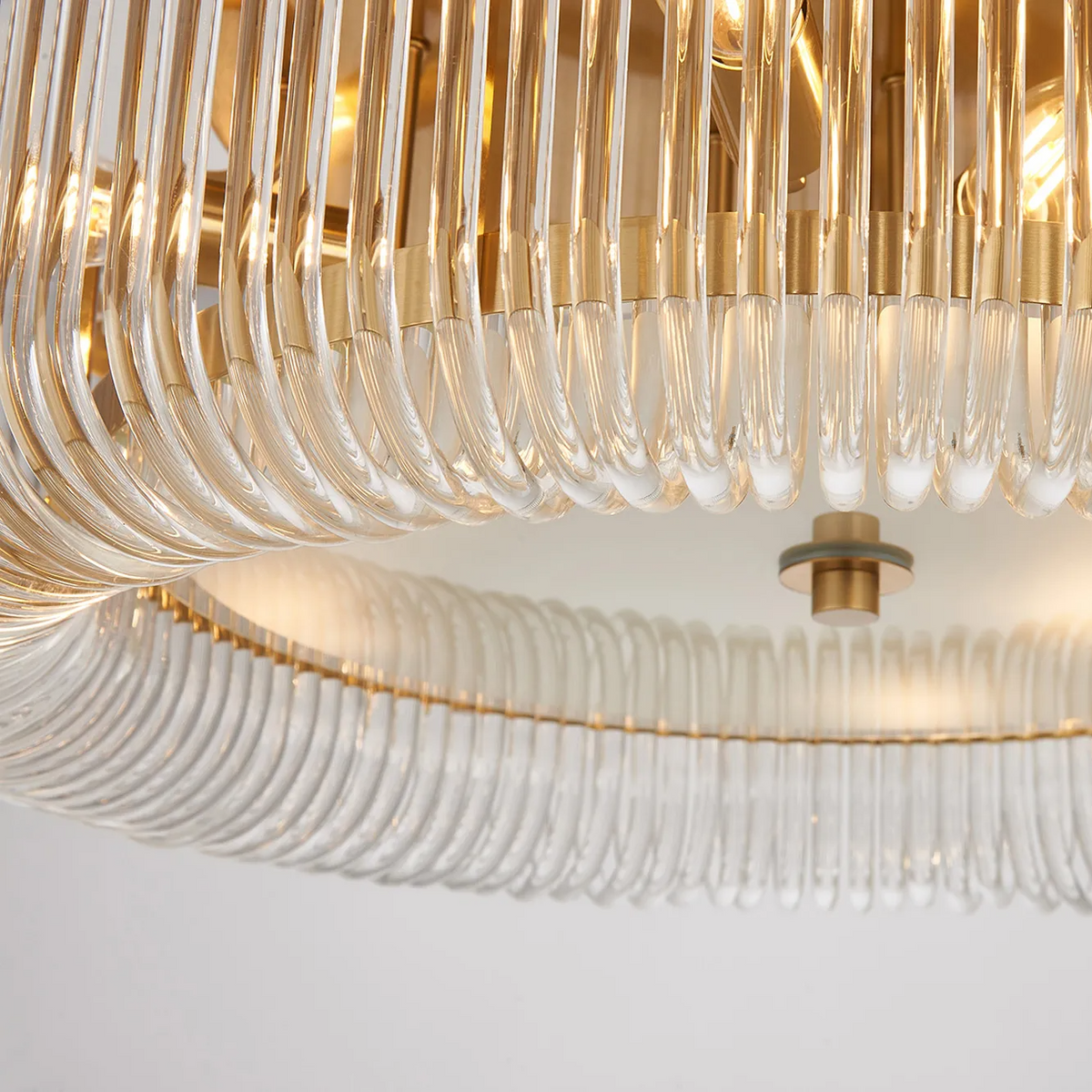 Jevington 600mm Flush Ceiling Light in Brass with Clear Glass