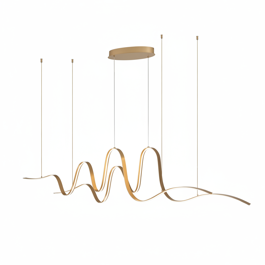 Amble Double Wave Dimmable LED Linear Pendant in Gold