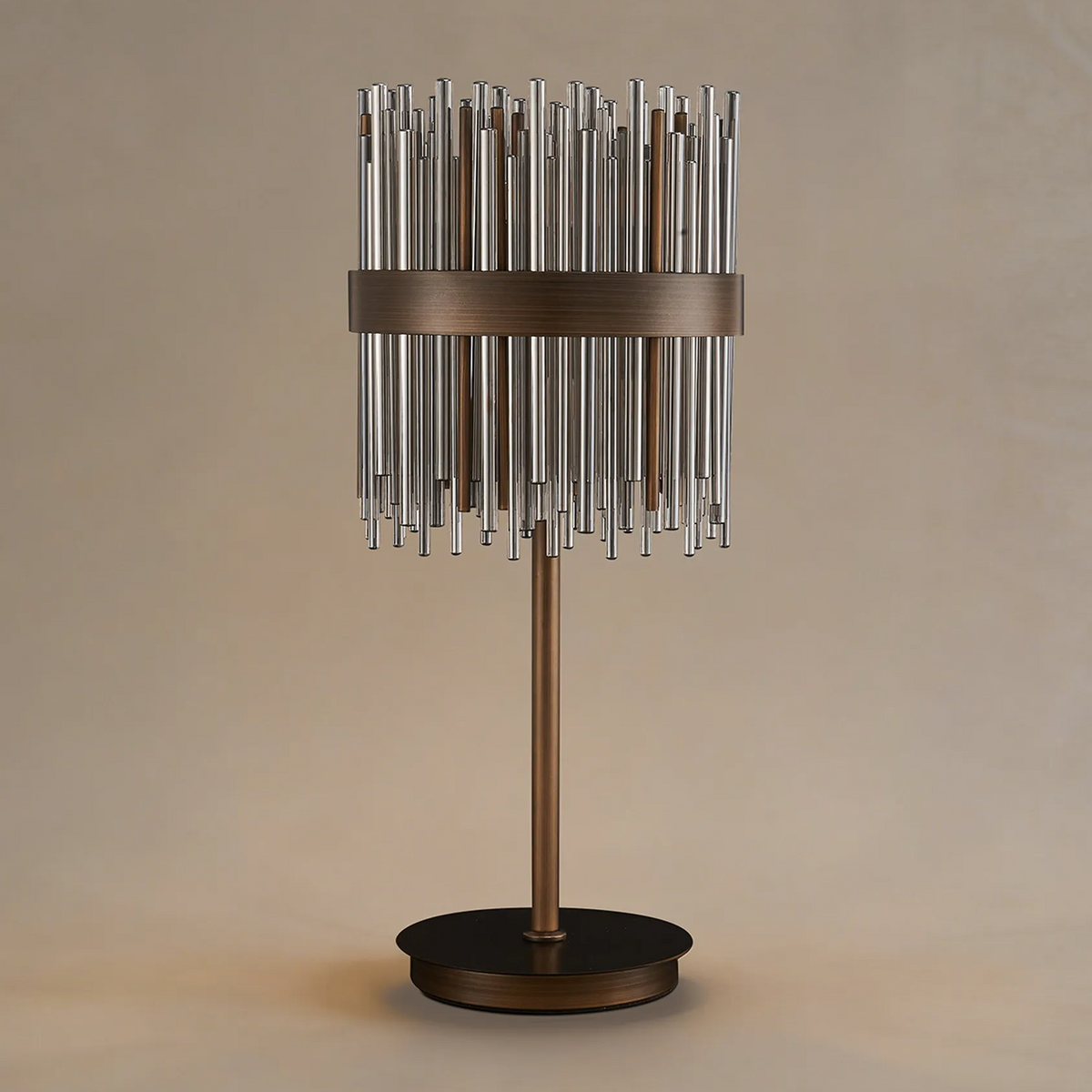 Eckington Table Lamp in Matt Bronze with Smoked Glass Rods