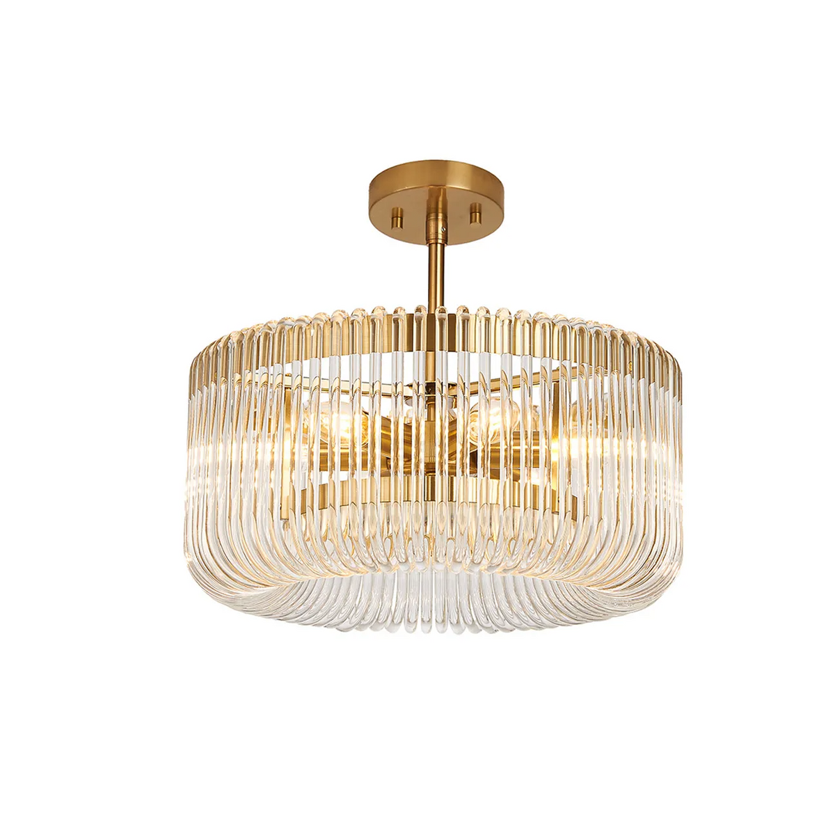 Jevington 400mm Pendant or Semi Flush in Brass with Clear Glass
