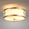 Scarva IP44 250mm Round Ceiling Light in Brass with Brown Faux Alabaster