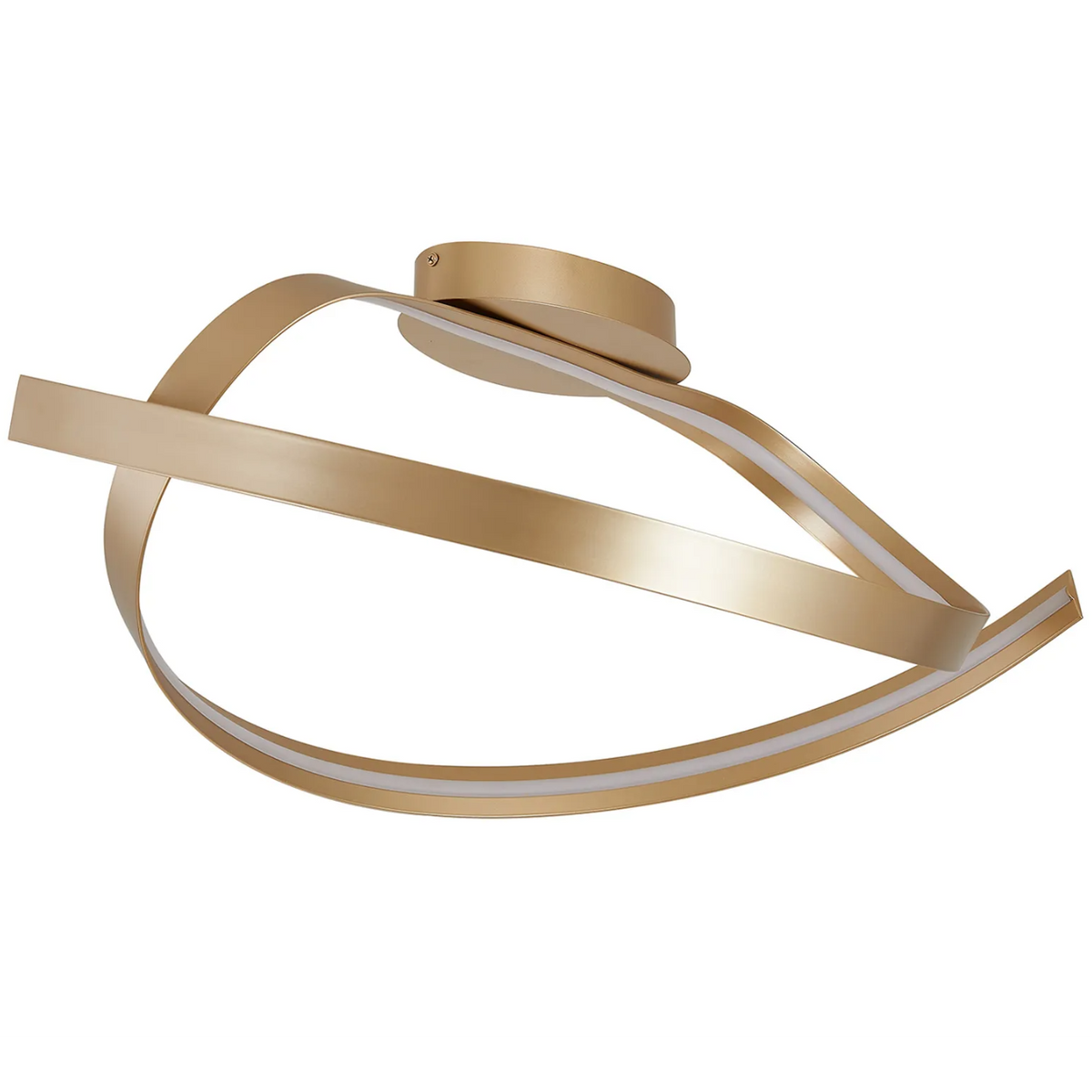 Amble Loop Dimmable LED Semi Flush Ceiling Light in Gold