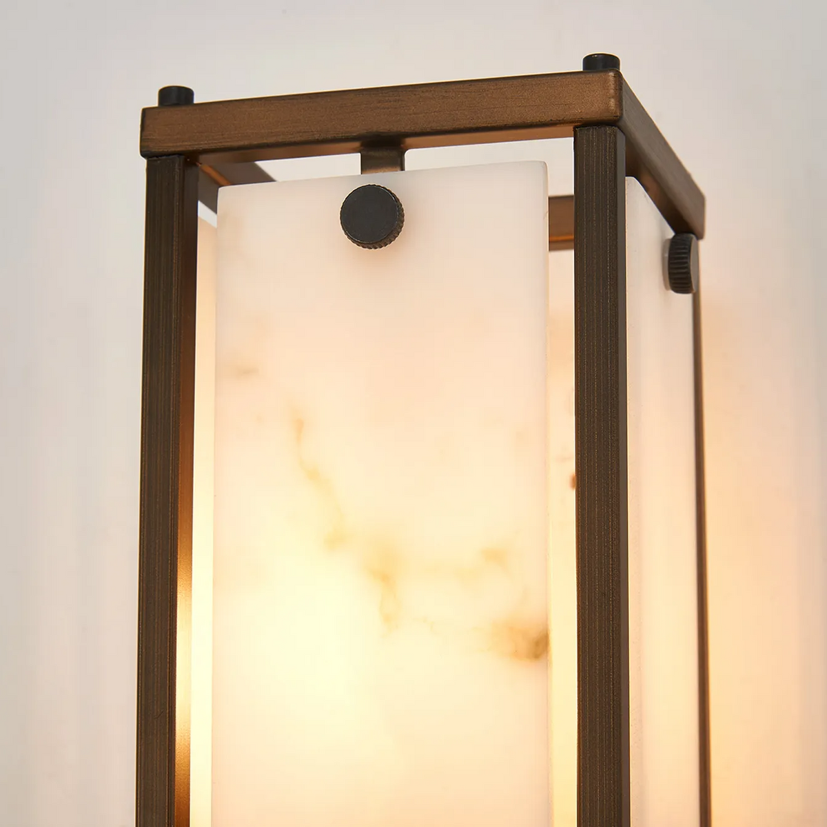 Scarva IP44 400mm Rectangular Wall Light in Bronze with Grey Faux Alabaster