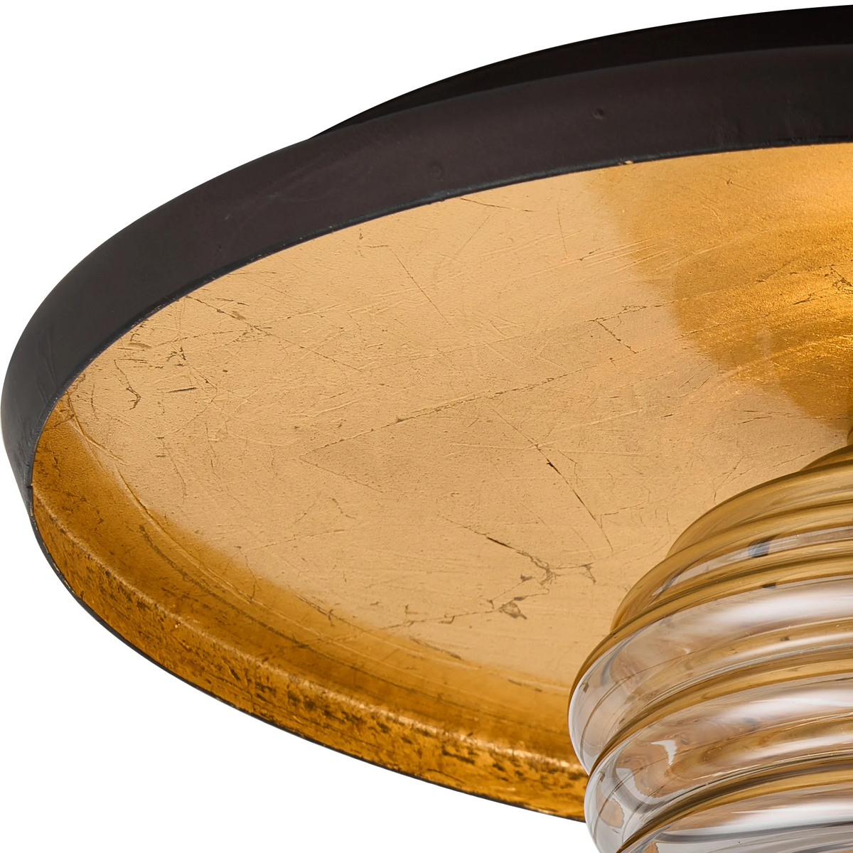 Reston Wall or Ceiling Light in Coffee and Gold Leaf with Smoked Rippled Glass Shade
