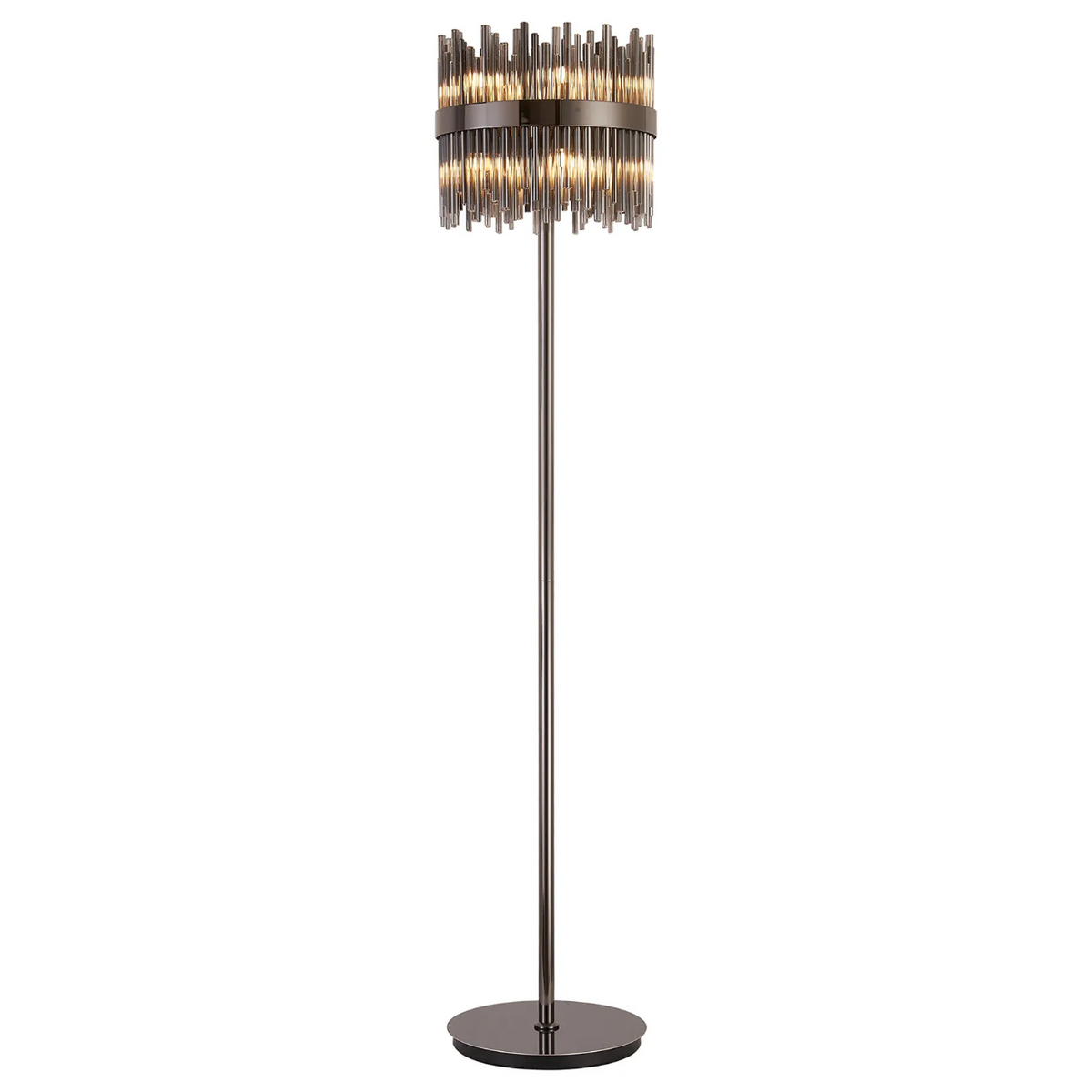 Eckington Floor Lamp in Black Chrome with Smoked Glass Rods