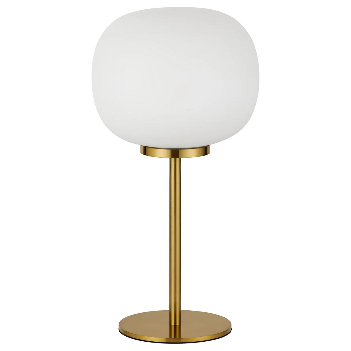 Milton Small Oval Ball Tall Table Lamp in Aged Brass & Frosted White Shade by Lumiere