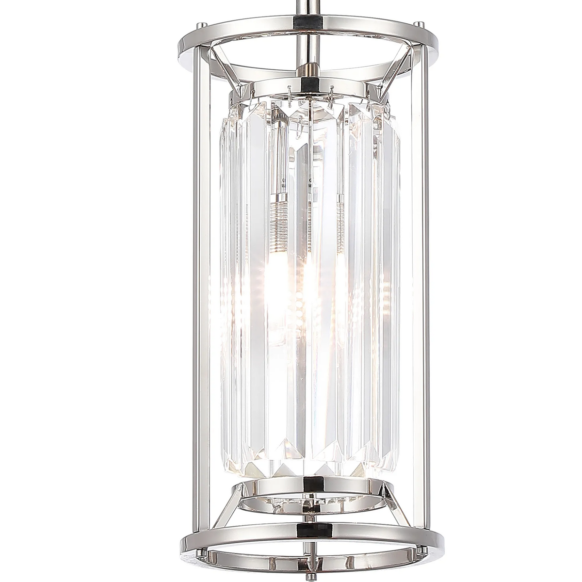 Torrington IP44 150mm Pendant in Polished Nickel with Clear Crystals