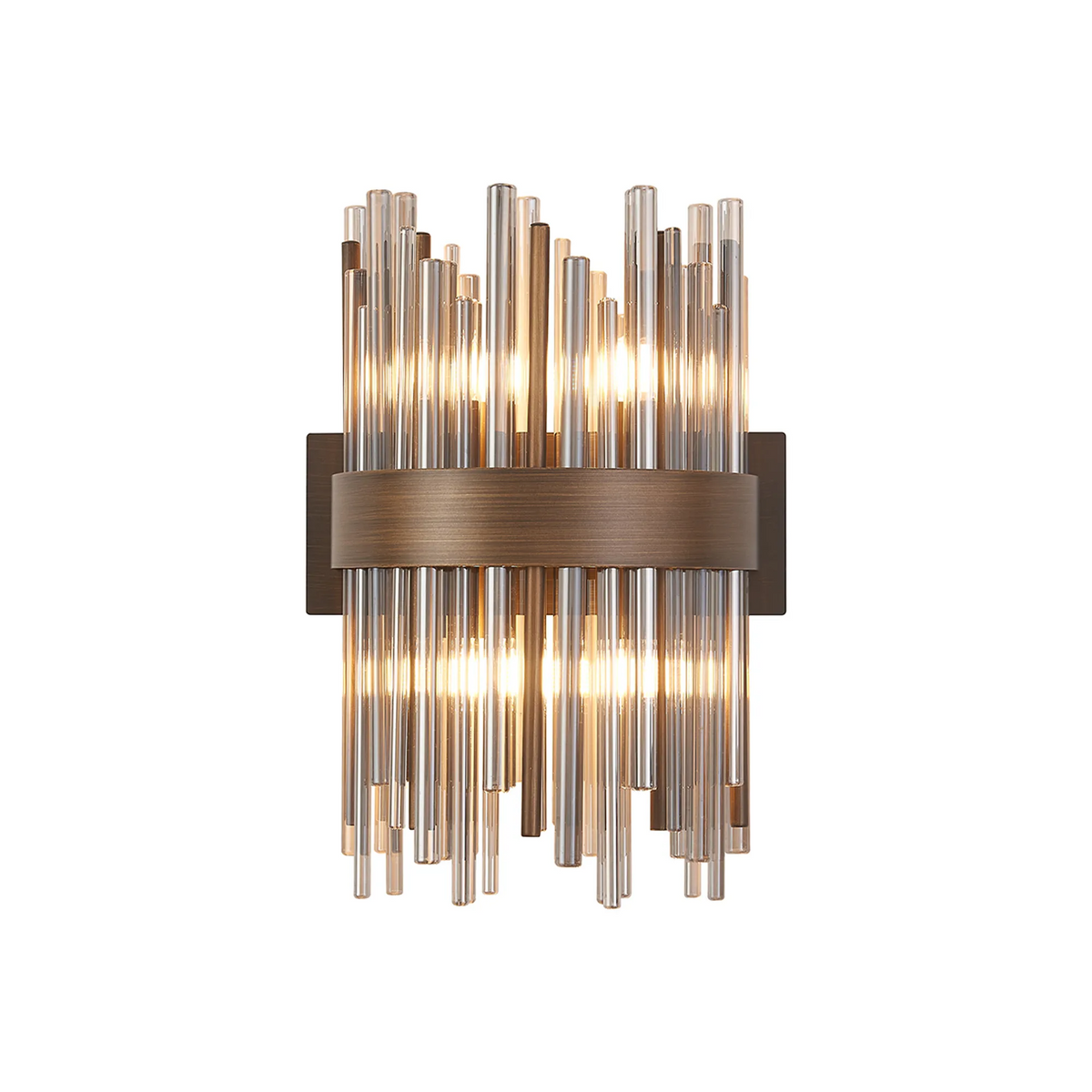 Bronze wall sconce with vertical glass rods
