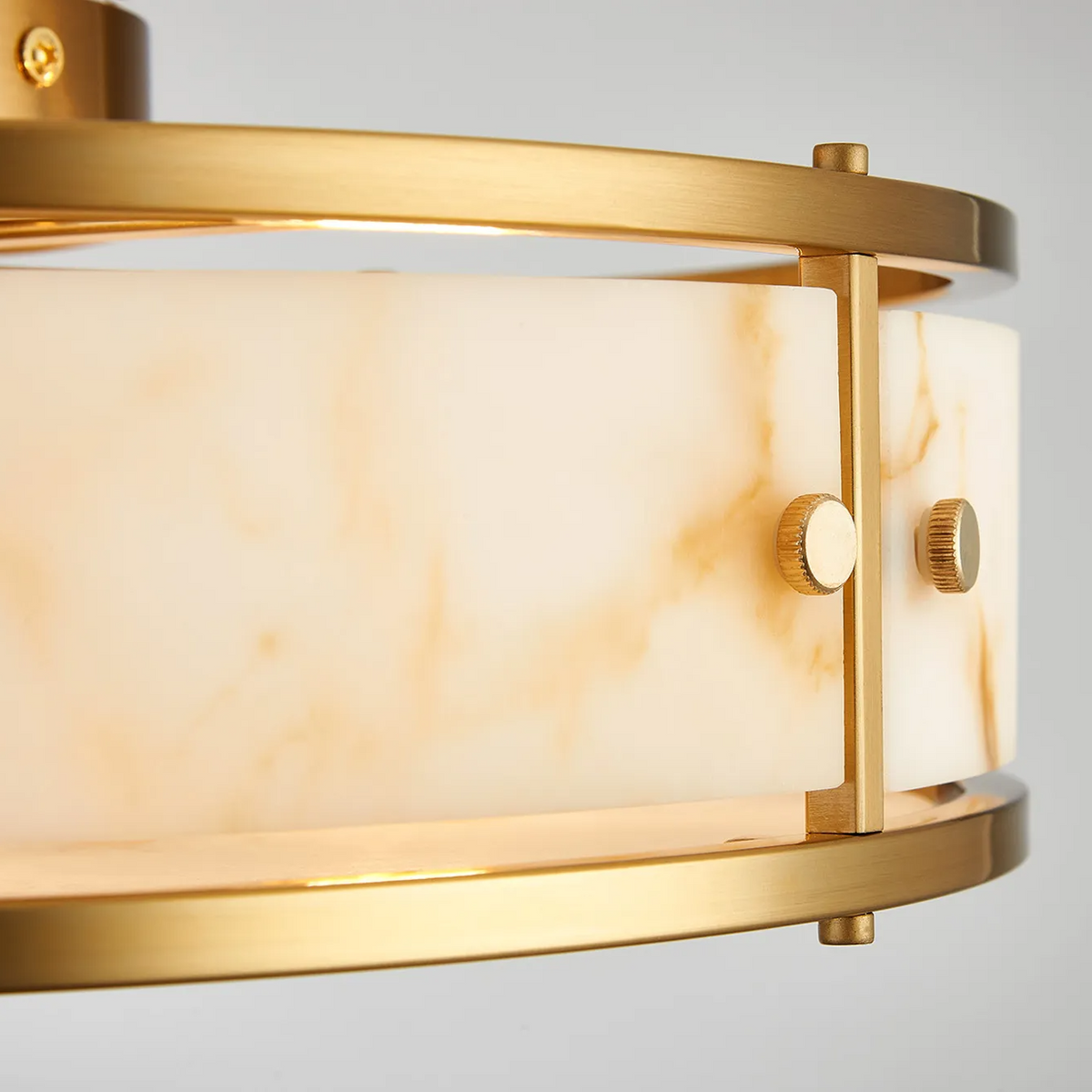 Scarva IP44 400mm Round Ceiling Light in Brass with Brown Faux Alabaster
