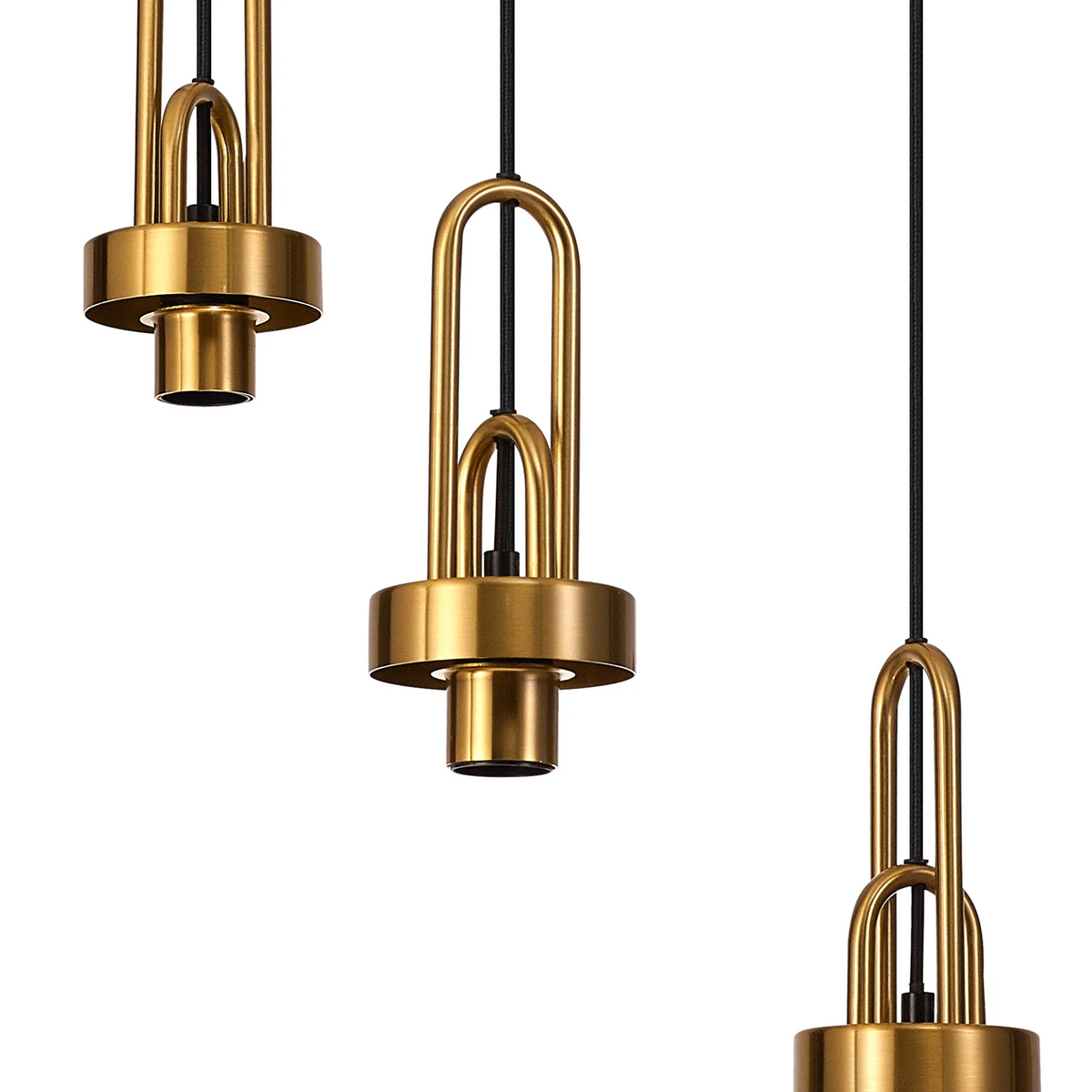 Atherington Pumpkin 3 Drop Pendant in Brass Gold with Ribbed Clear Shade